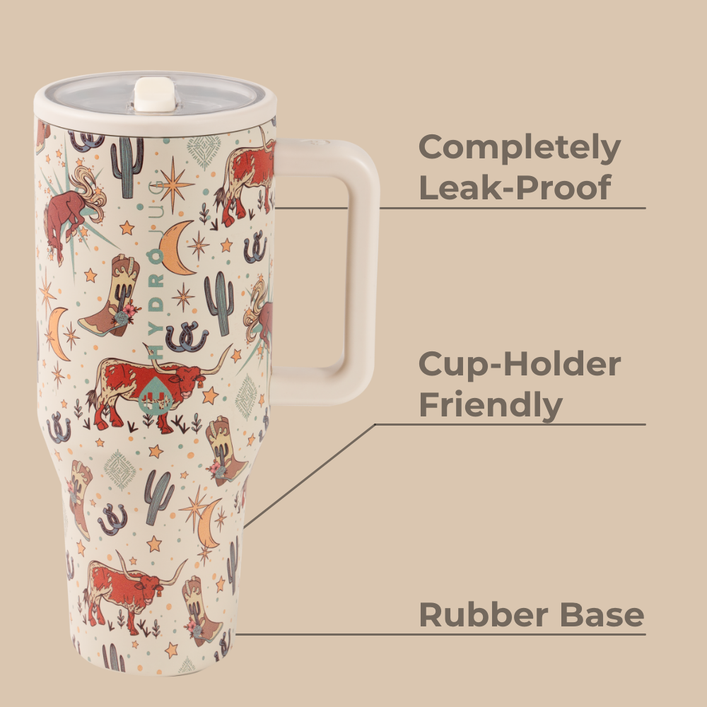 Rodeo Traveler 32oz Features – Leak-Proof, Cup-Holder Fit, Rubber Base