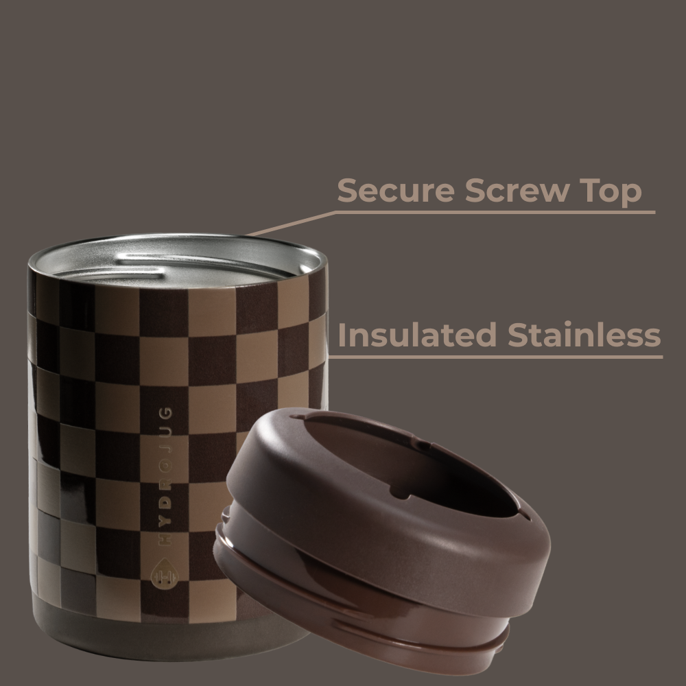 Autumn Checkers Can Cooler 12oz Insulated Stainless with Screw Top