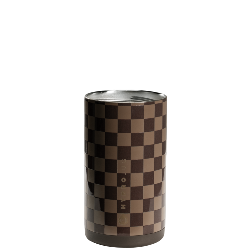 Tradeons Autumn Checkers Slim Can Cooler 12oz Open Lid