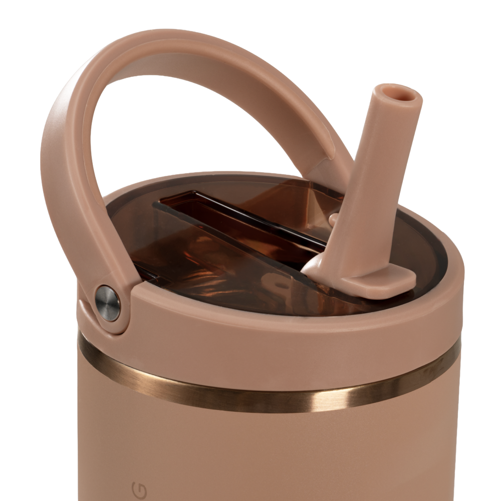 Caramel Sport Bottle 32oz with Flip Straw Lid and Handle