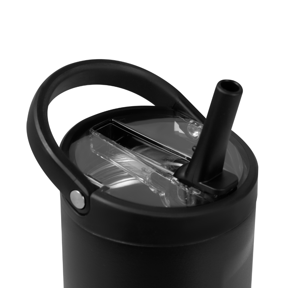 Black Sport Bottle 20oz with Flip Straw Lid and Handle