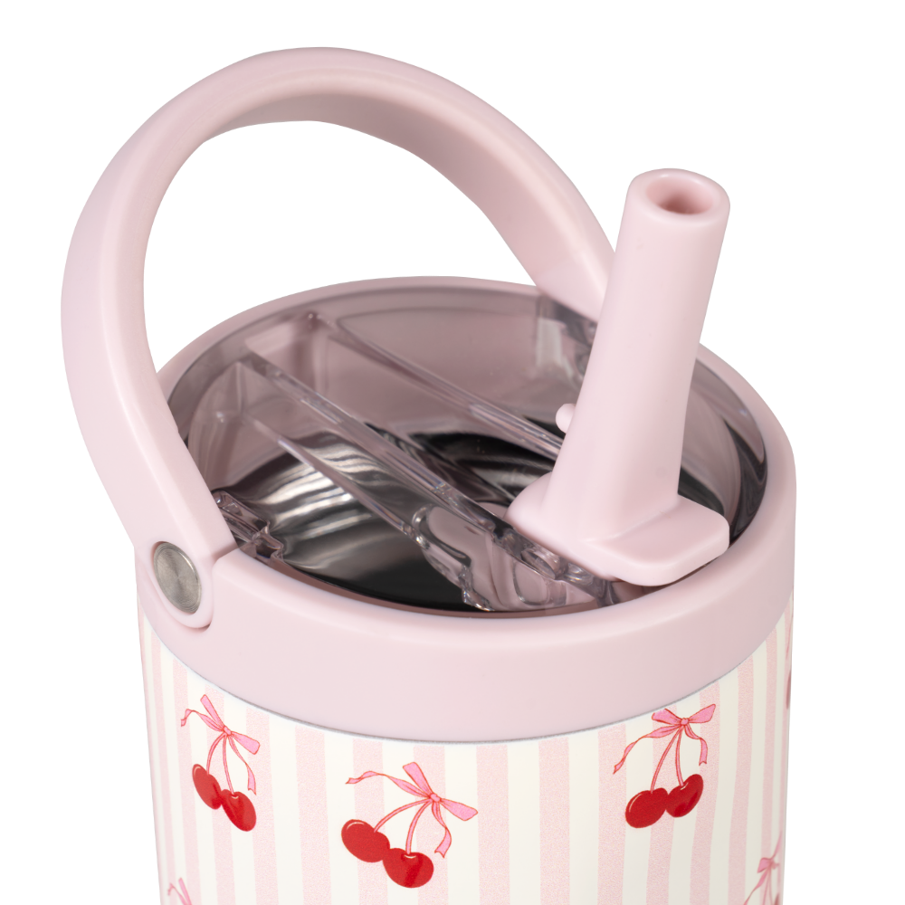 Sweet Cherry Sport Bottle 40oz with Flip Straw Lid and Handle