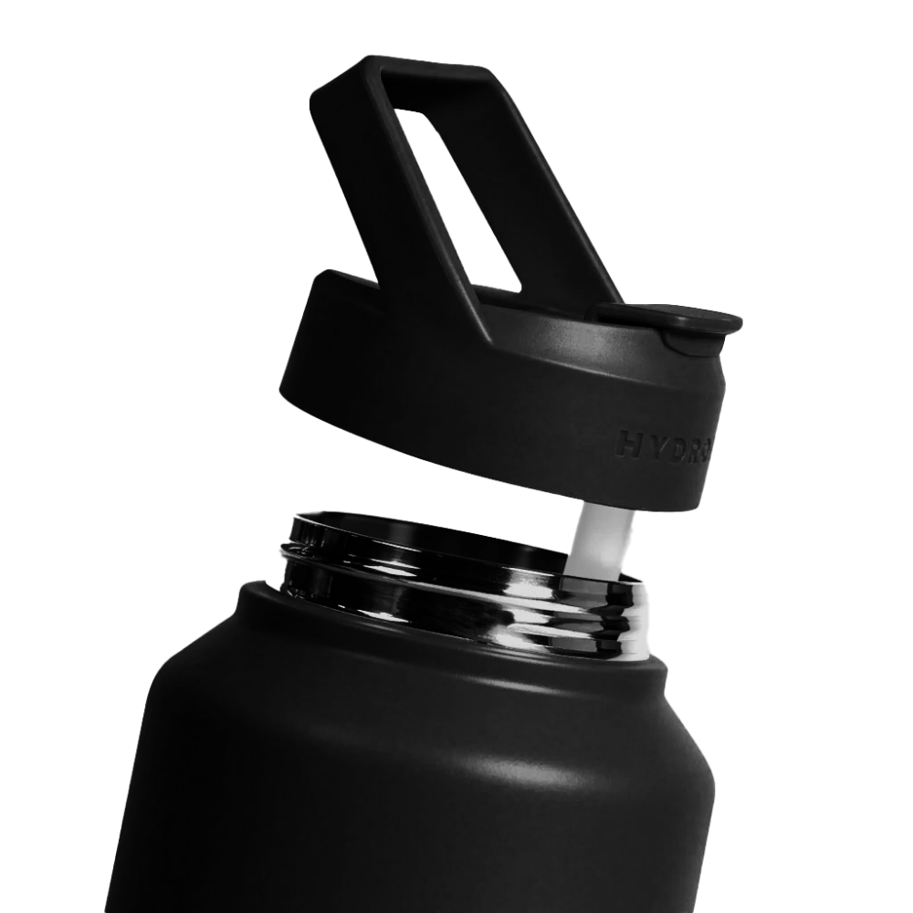 Tradeons Sport Bottle 64oz Black with Open Lid and Straw