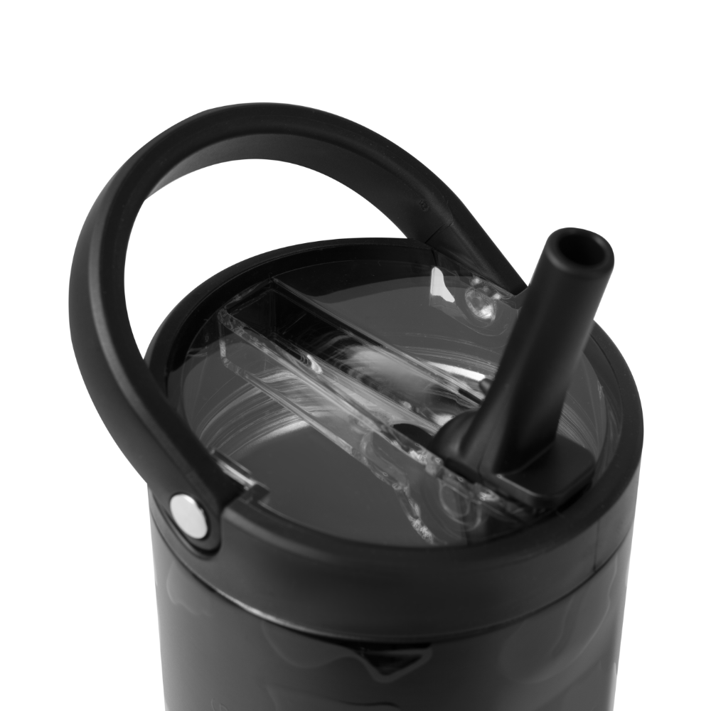 Black Leopard Sport Bottle 32oz with Flip Straw Lid and Handle