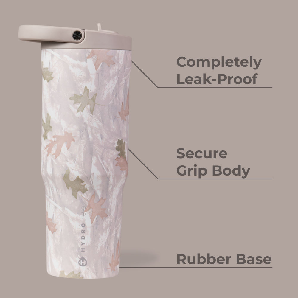 Camo Sport Bottle 32oz Features – Leak-Proof, Grip Body, Rubber Base