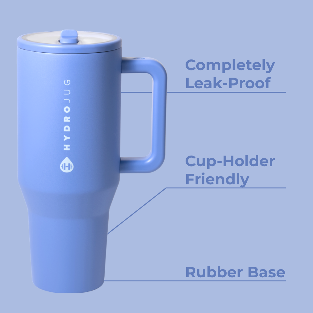 Light Blue Traveler 40oz Features – Leak-Proof, Cup-Holder Fit, Rubber Base