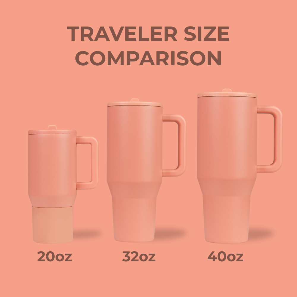 Dahlia Traveler Size Comparison – 20oz, 32oz, 40oz