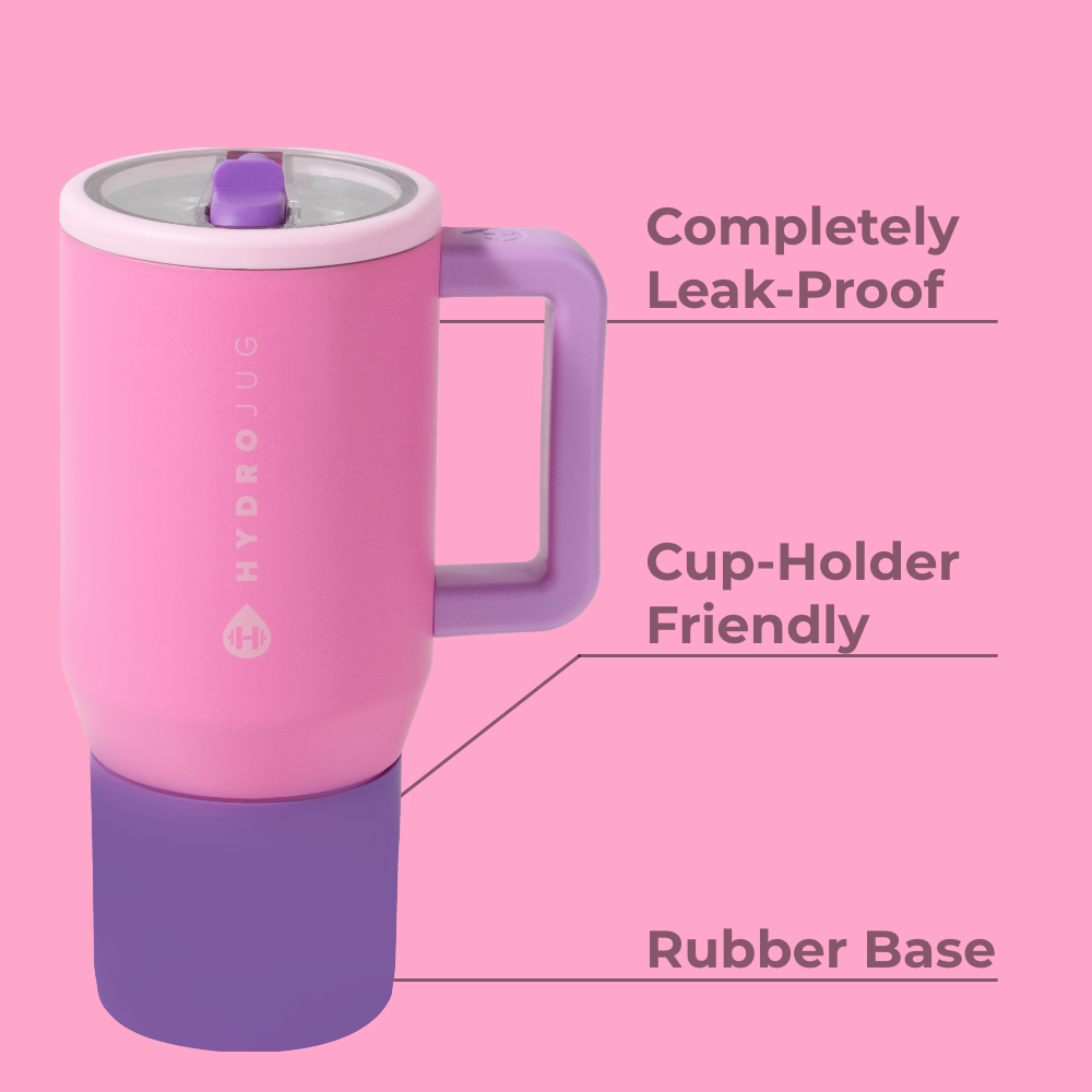 Pink Sugar Traveler 20oz Features – Leak-Proof, Cup-Holder Fit, Rubber Base