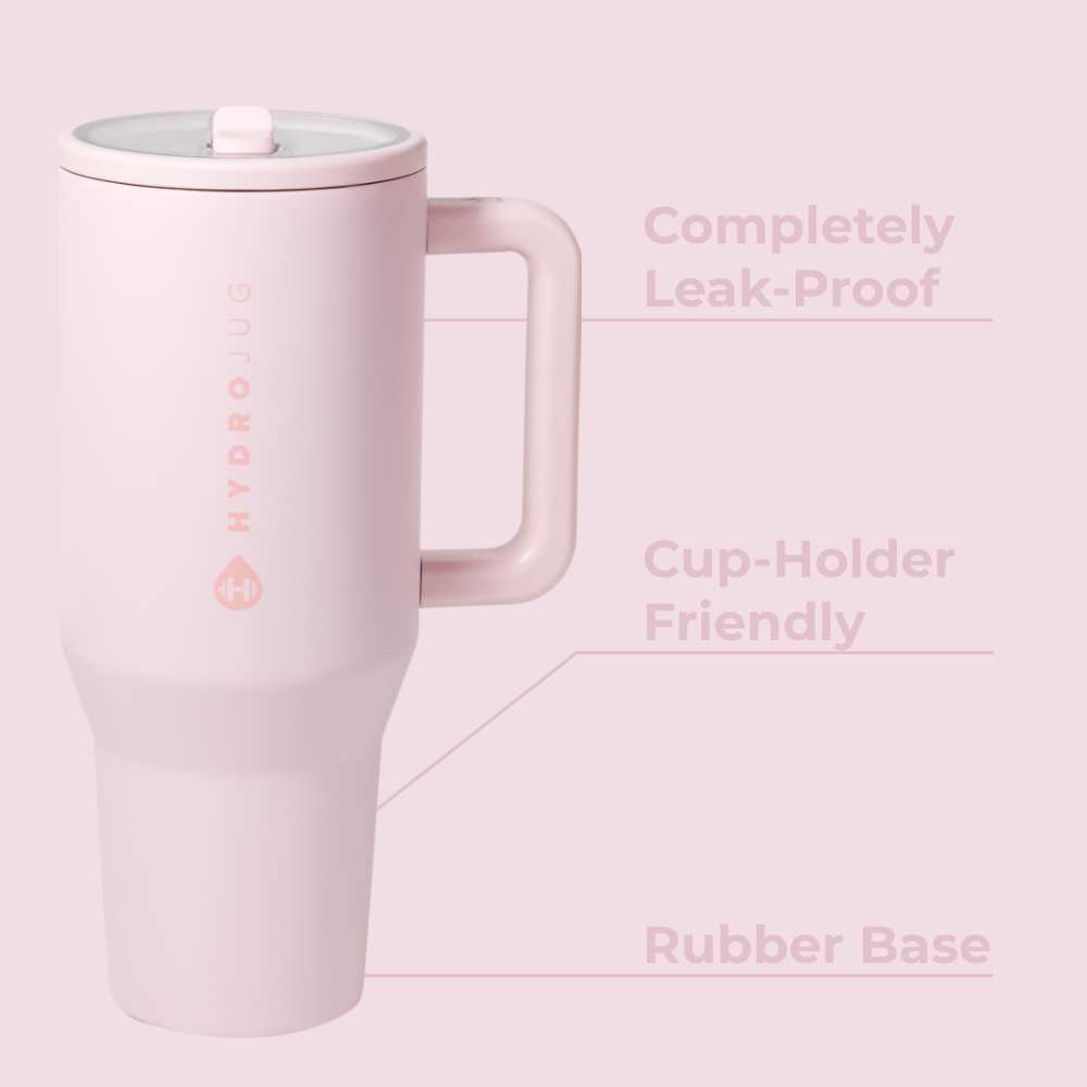 Pink Sand Traveler 40oz Features – Leak-Proof, Cup-Holder Fit, Rubber Base