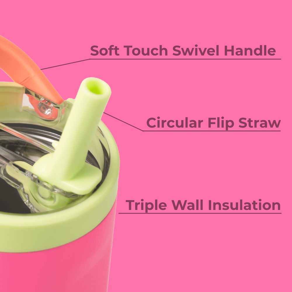 Orchid Sport Bottle 32oz – Swivel Handle, Flip Straw, Triple Wall Insulated