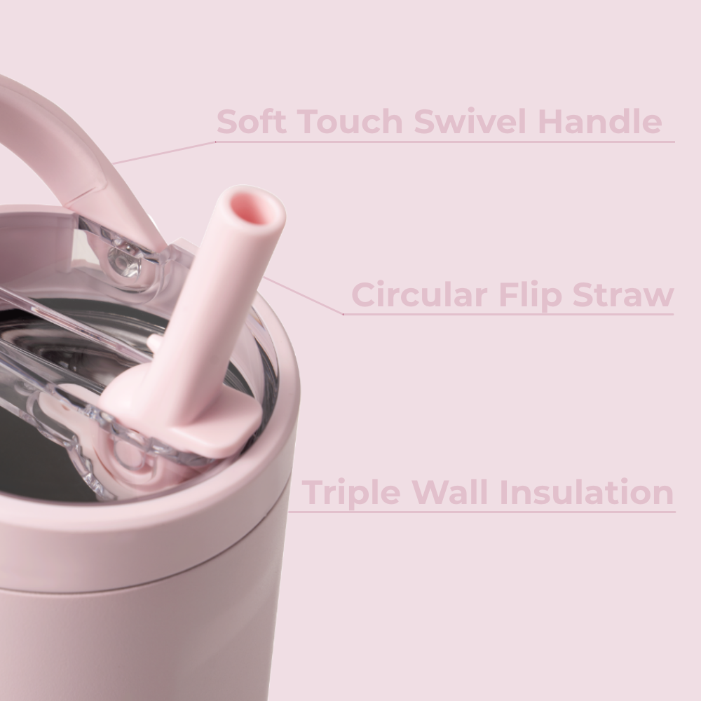 Pink Sand Sport Bottle 32oz – Swivel Handle, Flip Straw, Triple Wall Insulated