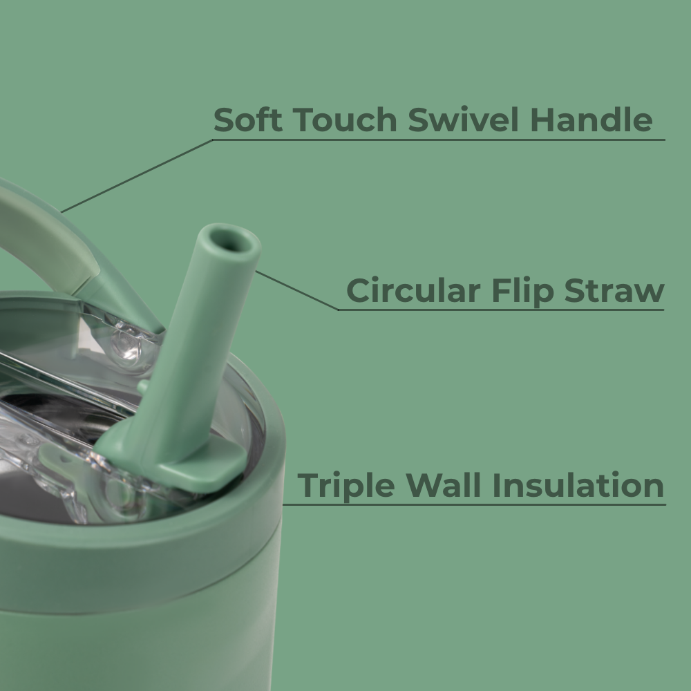 Sage Sport Bottle 32oz – Swivel Handle, Flip Straw, Triple Wall Insulated