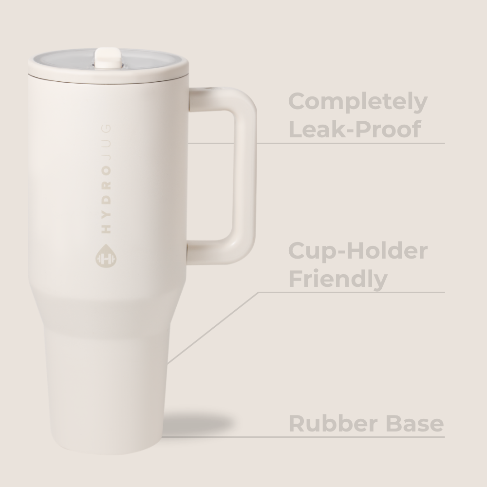 Cream Traveler 32oz Features – Leak-Proof, Cup-Holder Fit, Rubber Base