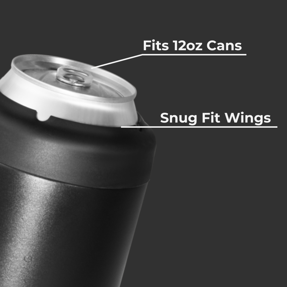 Black Can Cooler Fits 12oz Cans with Snug Wings