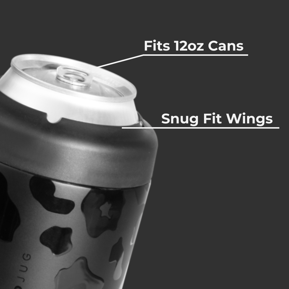 Black Leopard Can Cooler Fits 12oz Cans with Snug Wings