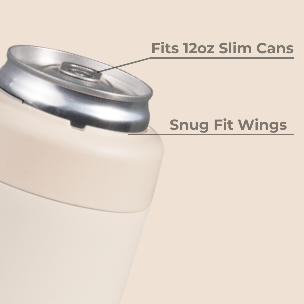 Cream Slim Can Cooler 12oz Fits Slim Cans with Snug Wings