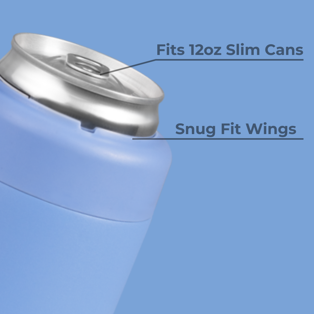 Light Blue Slim Can Cooler 12oz Fits Slim Cans with Snug Wings