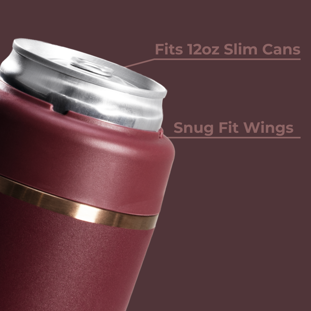 Merlot Slim Can Cooler 12oz Fits Slim Cans with Snug Wings