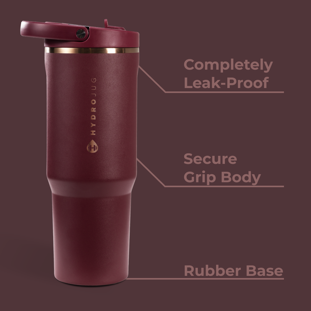 Merlot Sport Bottle 40oz Features – Leak-Proof, Grip Body, Rubber Base