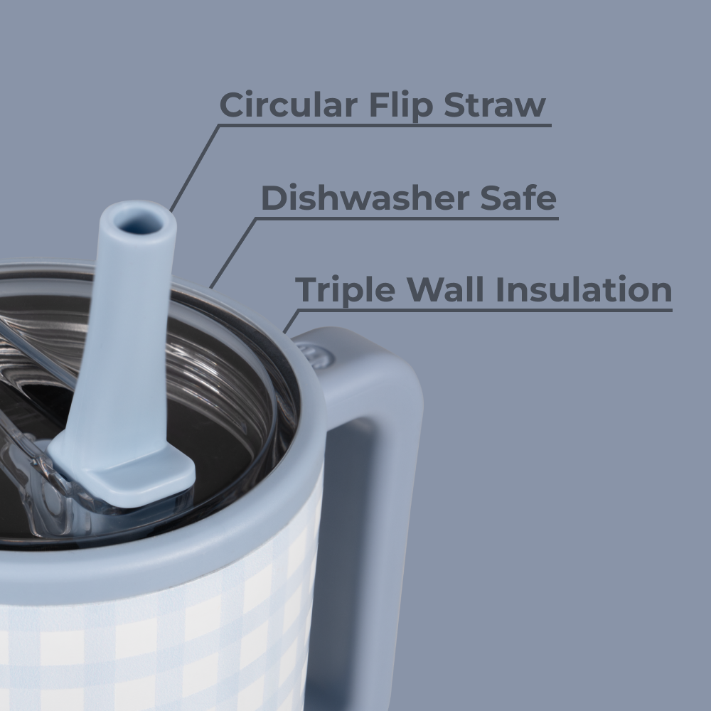 Cloud Nine Traveler 20oz Features – Flip Straw, Dishwasher Safe, Triple Wall Insulated