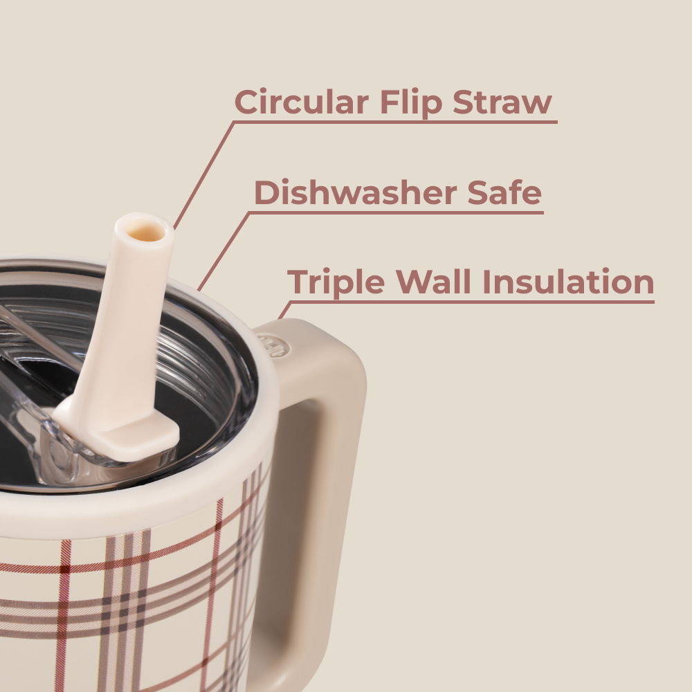 Blair Traveler 32oz Features – Flip Straw, Dishwasher Safe, Triple Wall Insulated