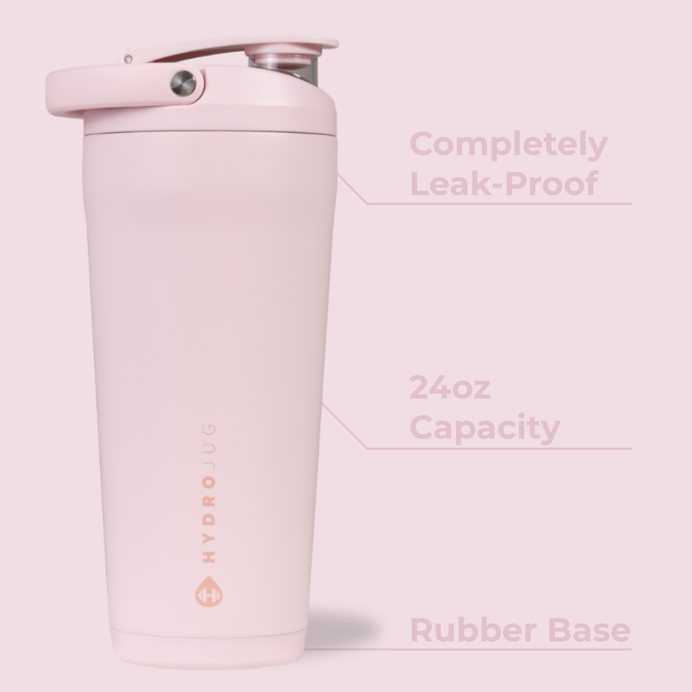 Pink Sand Insulated Shaker 24oz Features – Leak-Proof, Rubber Base, 24oz Capacity
