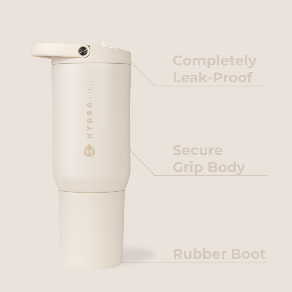 Cream Sport Bottle 20oz Features – Leak-Proof, Grip Body, Rubber Boot