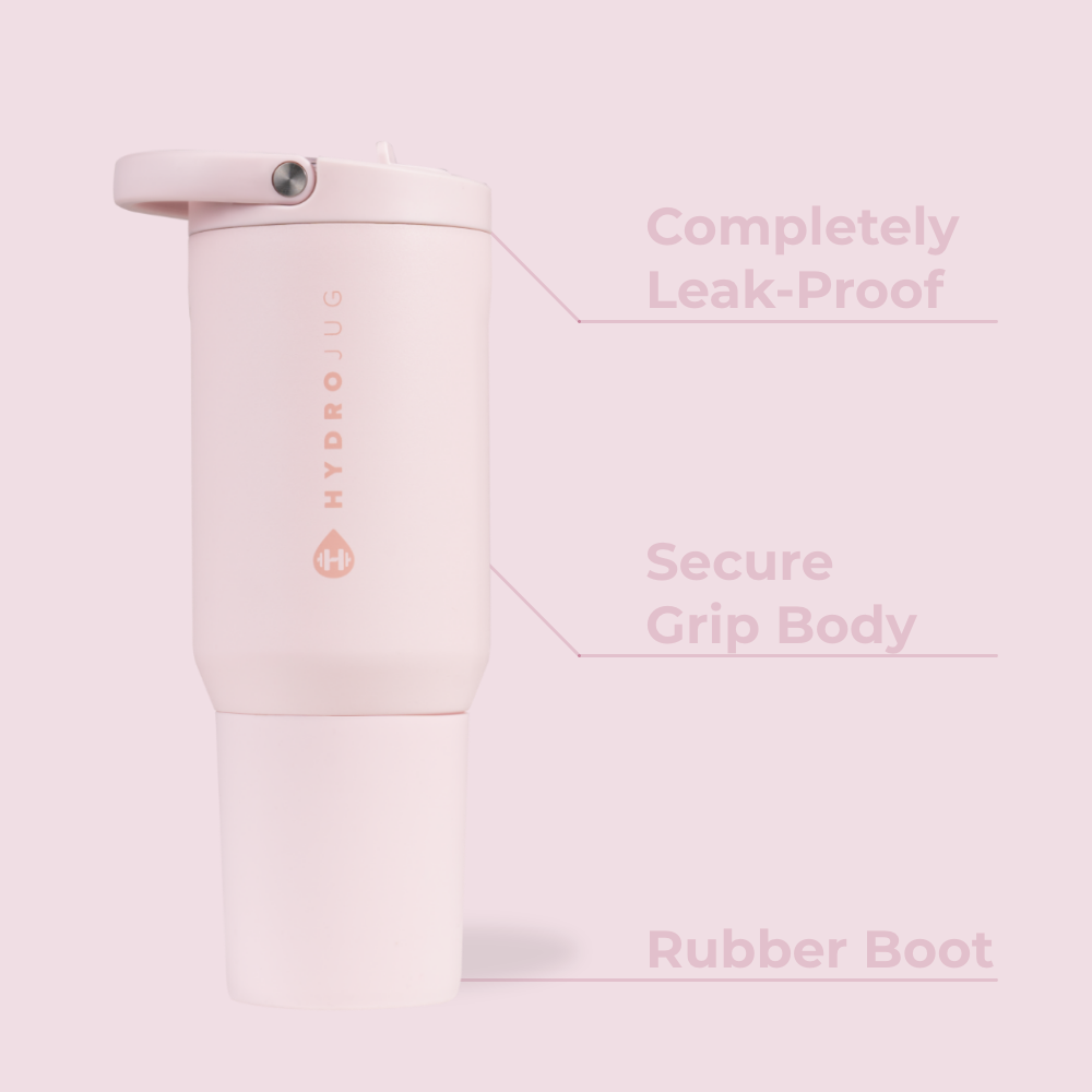 Pink Sand Sport Bottle 20oz Features – Leak-Proof, Grip Body, Rubber Boot