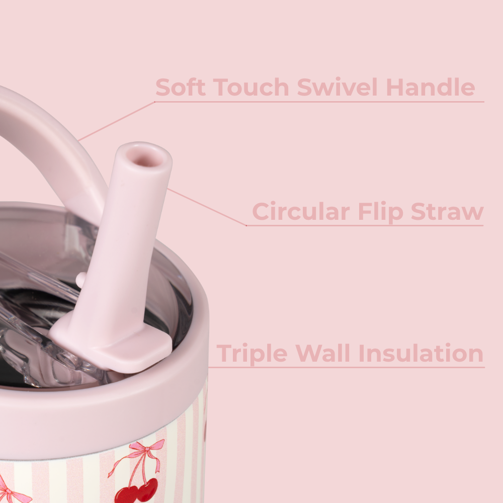 Wildrose Sport Bottle 32oz – Swivel Handle, Flip Straw, Triple Wall Insulated