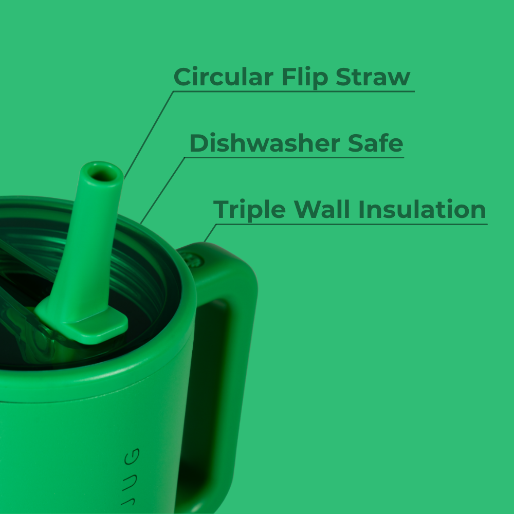 Clover Traveler 40oz Features – Flip Straw, Dishwasher Safe, Triple Wall Insulated